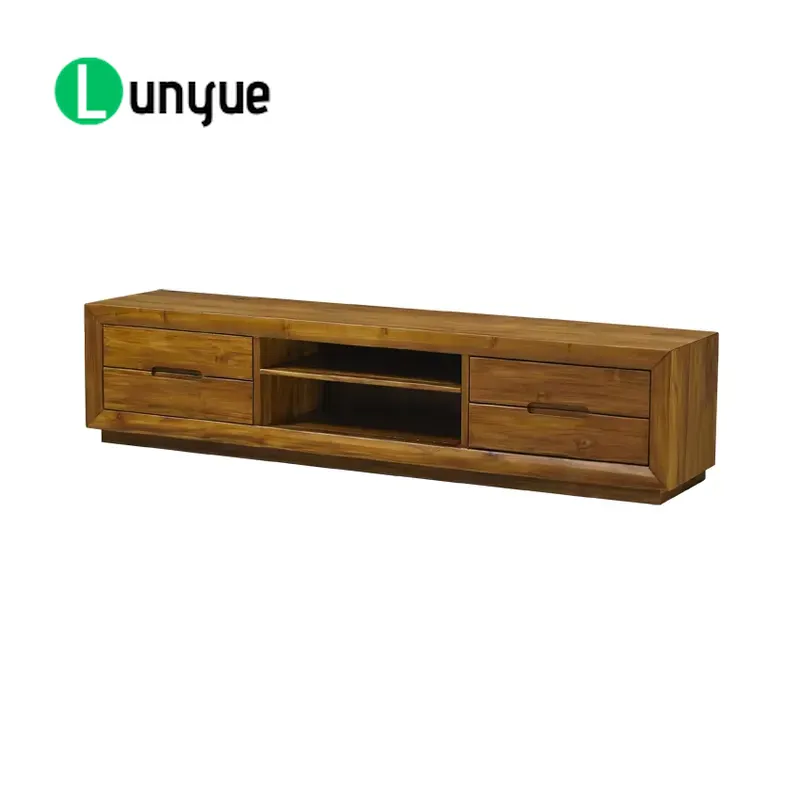 Sustainable Living Design - Modern Teak TV Cabinet 4 Drawers