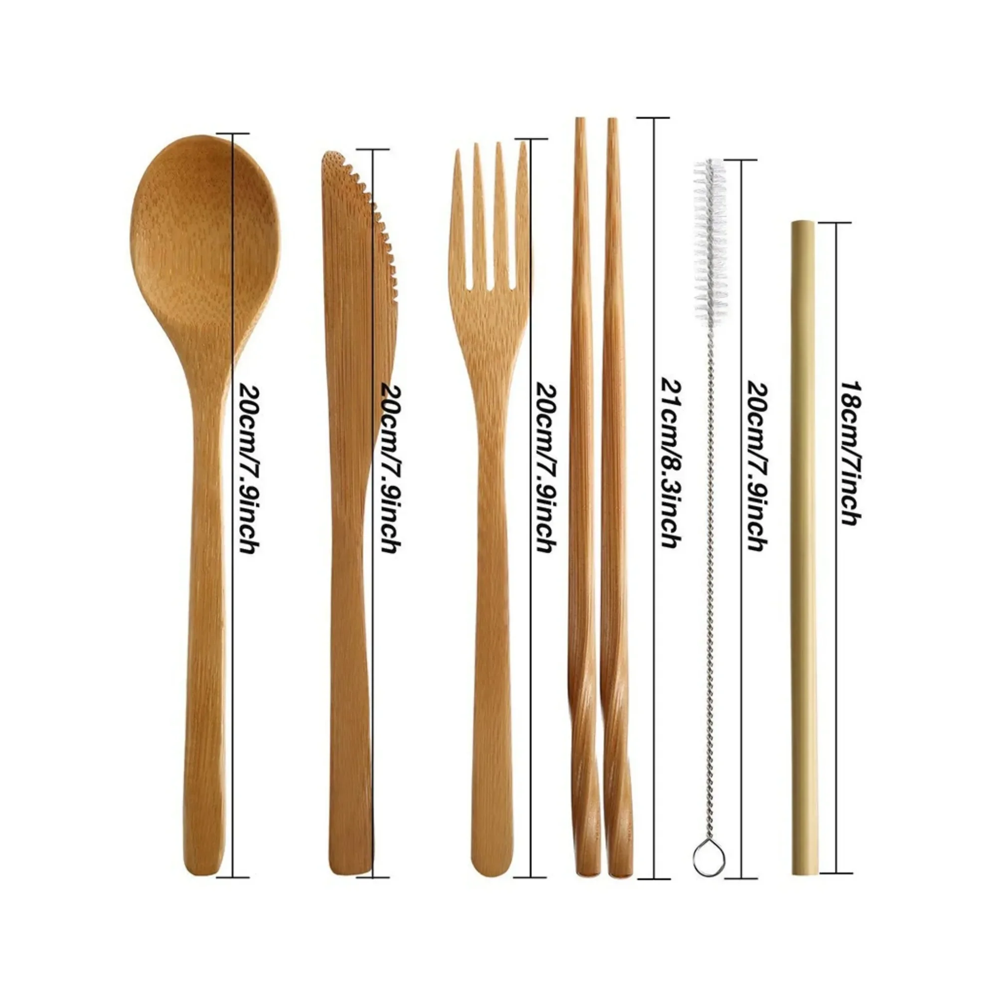 Bamboo Cutlery Set Portable Tr - Zero Waste Kit Travel 评论和价格